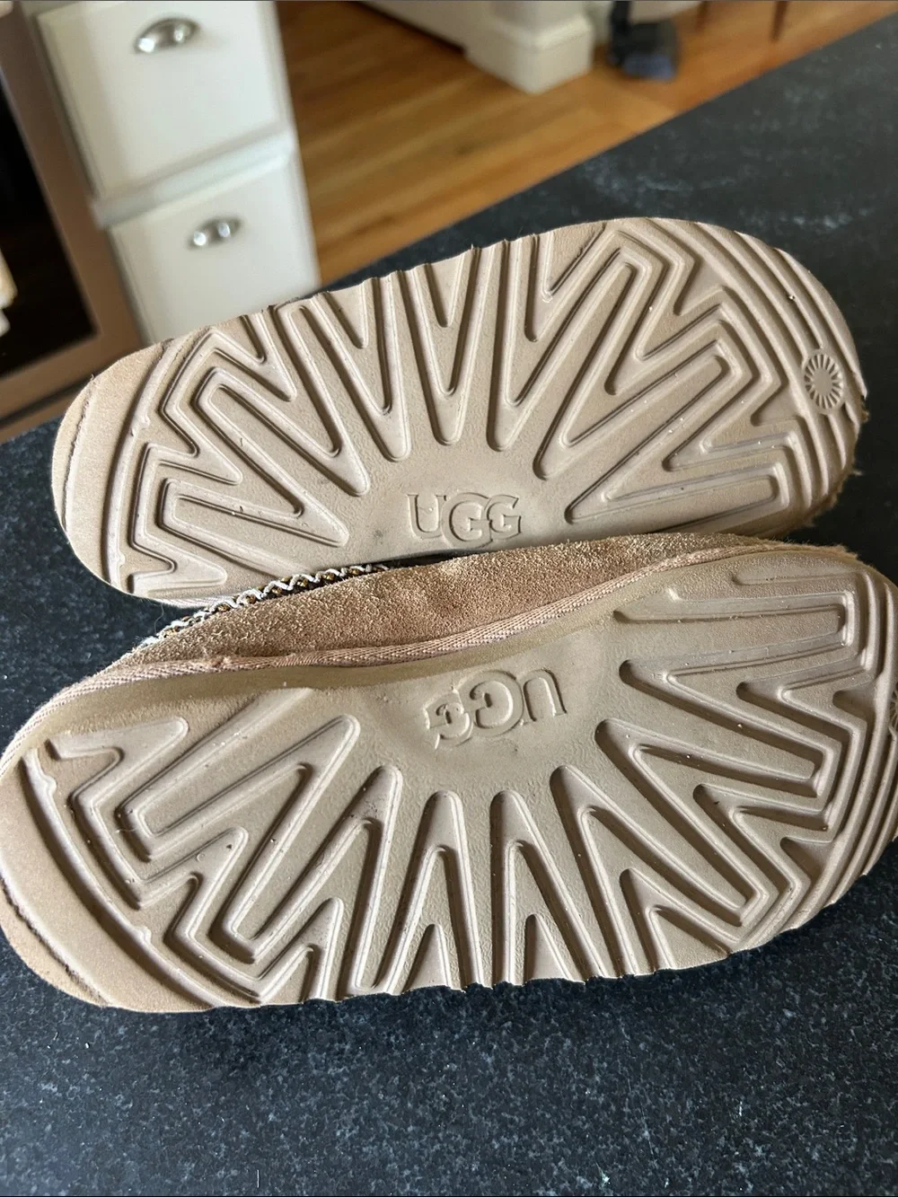UGG Kids Tasman Brown Suede Slip-On Slippers